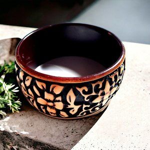 Floral Acrylic Faux Carved Bangle Bracelet Women Black Brown Jewelry 2.5 Inch
